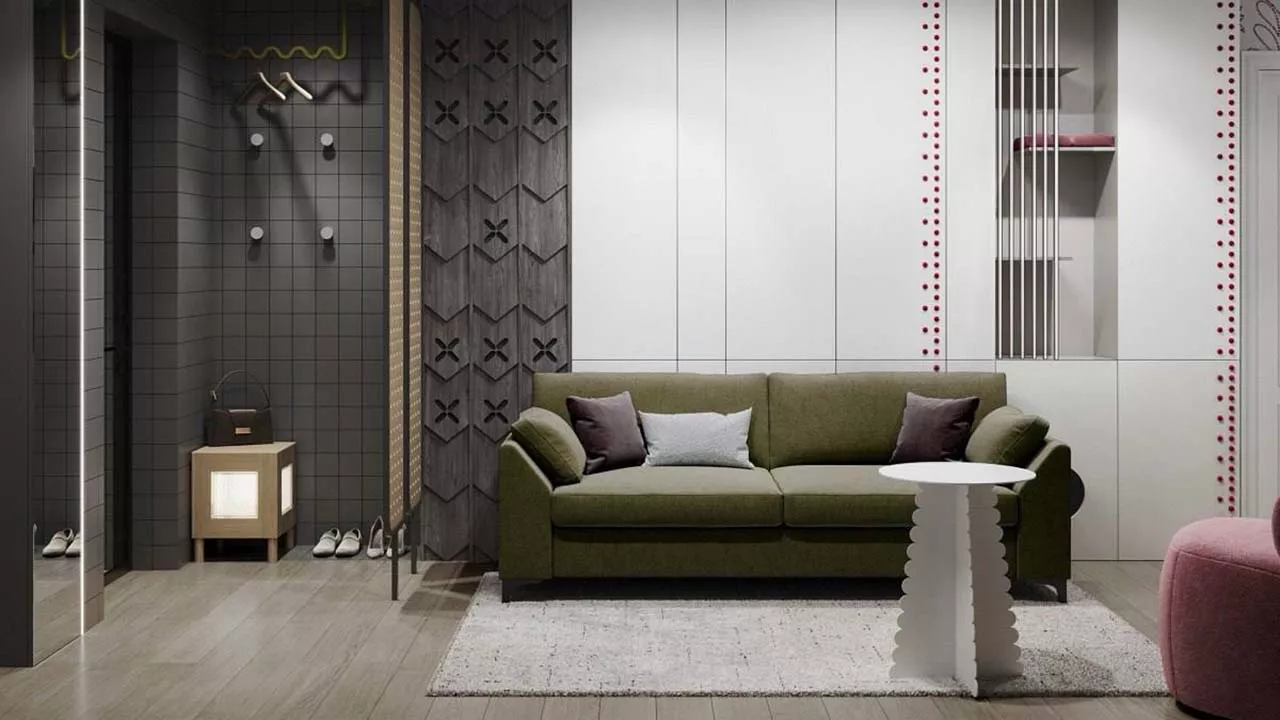 Гостиная - спальня с россыпью красных ягод. «Квартирный вопрос» с TheFurny.