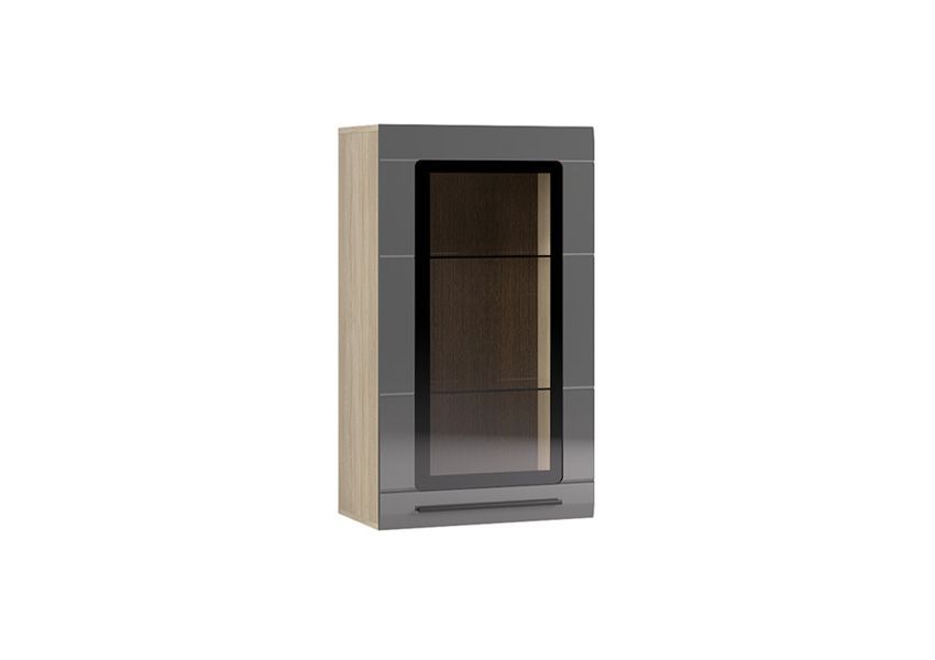Шкаф настенный Лайт 600 МДФ Серый глянец